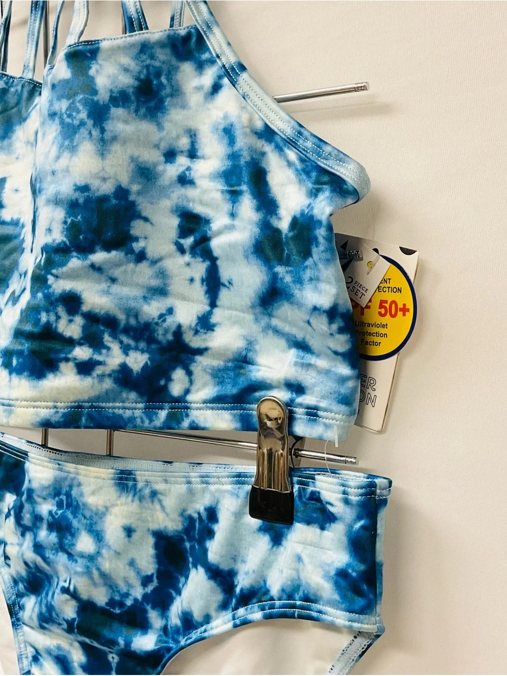 Brand New-Harper Canyon Blue Tie-Dye High Neck Girls Swim Set